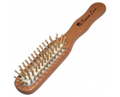 Расческа Scarlet line для волос массажная с деревянными зубцами